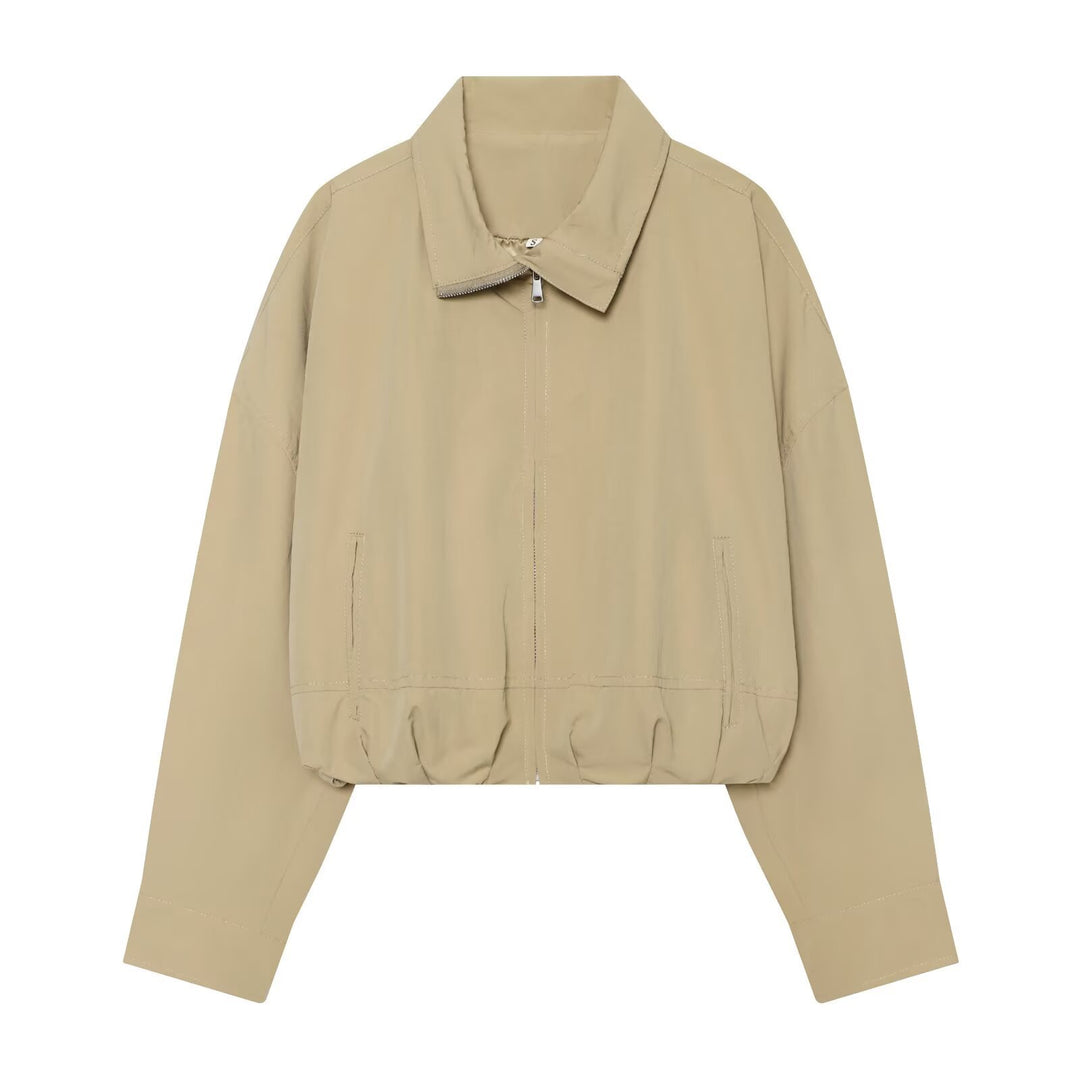 Damen Leichte Cropped-Blousonjacke mit Stehkragen, Reißverschluss und elastischem Bund Echo Archiv