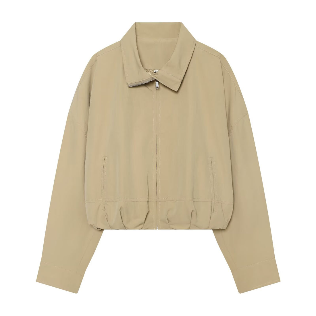 Damen Leichte Cropped-Blousonjacke mit Stehkragen, Reißverschluss und elastischem Bund Echo Archiv