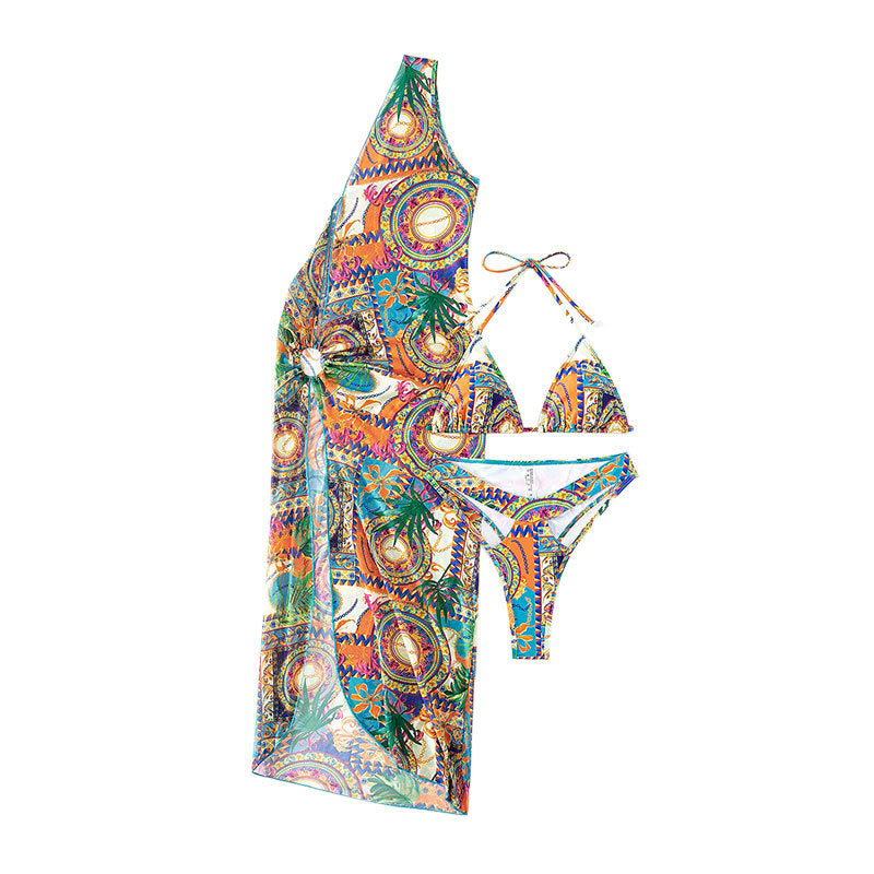 Damen Bikini-Set mit elegantem Wickel-Streifenkleid Echo Archiv