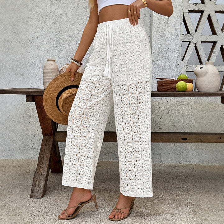 Damen Fließende Sommerhose mit Spitzenmuster Echo Archiv