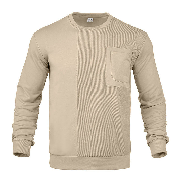 Herren Struktur-Sweatshirt mit Rippen-Panel und Brusttasche Echoarchiv