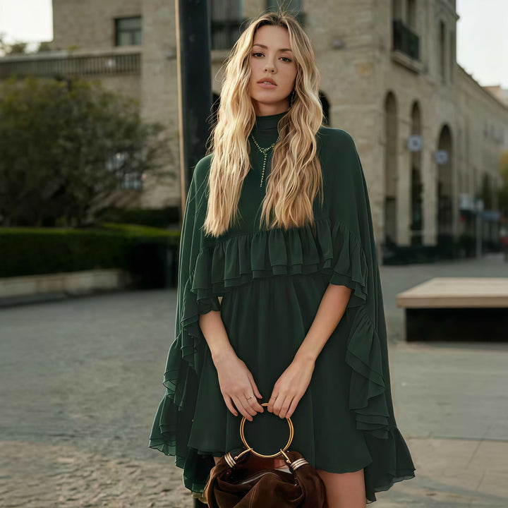 Damen romantisches Chiffonkleid mit Volants und weitem Saum Echo Archiv