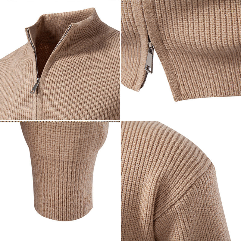 Herren Strickjacke mit hohem Kragen und innovativem Reißverschluss Echoarchiv