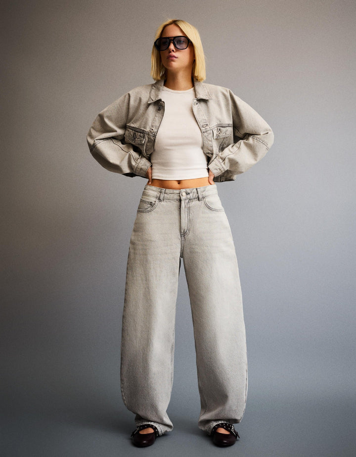 Damen nan hohe Taillenweite Palazzo-Denim mit weitem Bein und cleanem Five-Pocket-Design Echo Archiv