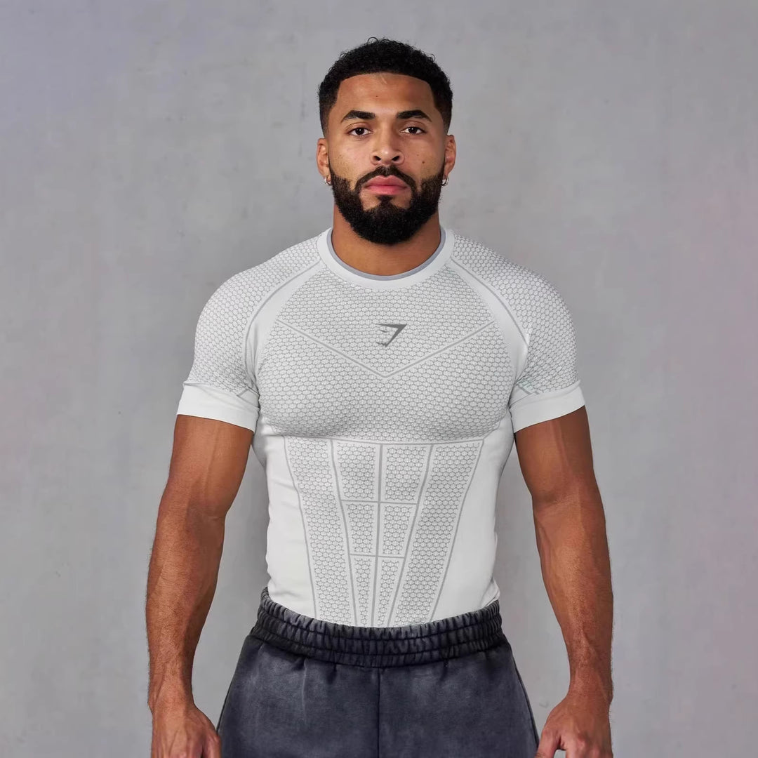 Herren nan muskelmodellierendes Funktionsshirt mit 3D-Struktur und gezielten Kompressionszonen Echo Archiv