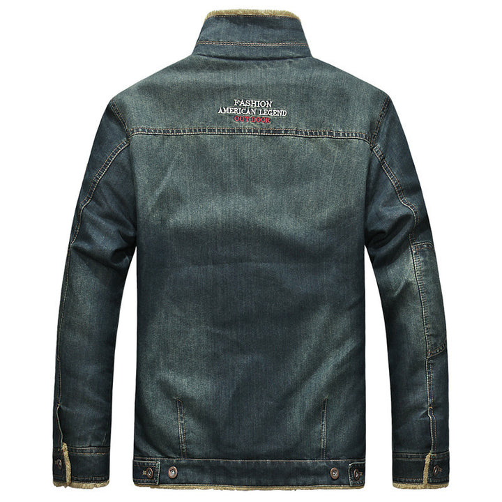 Herren Jeansjacke mit durchgehendem Sherpa‑Futter und klassischem Hemdkragen – Denvaro