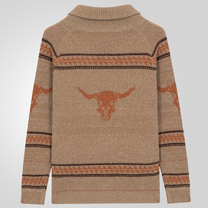 Herren Strickjacke mit einzigartigem Wildwest-Muster und warmem Futter Echoarchiv