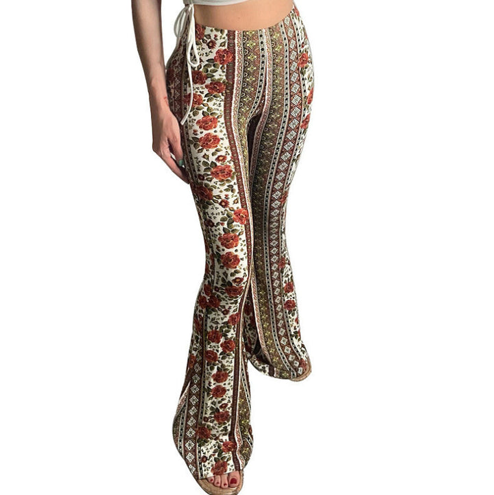 Damen nan ausgestellte Floral-Print Schlaghose mit hoher Taille Echo Archiv