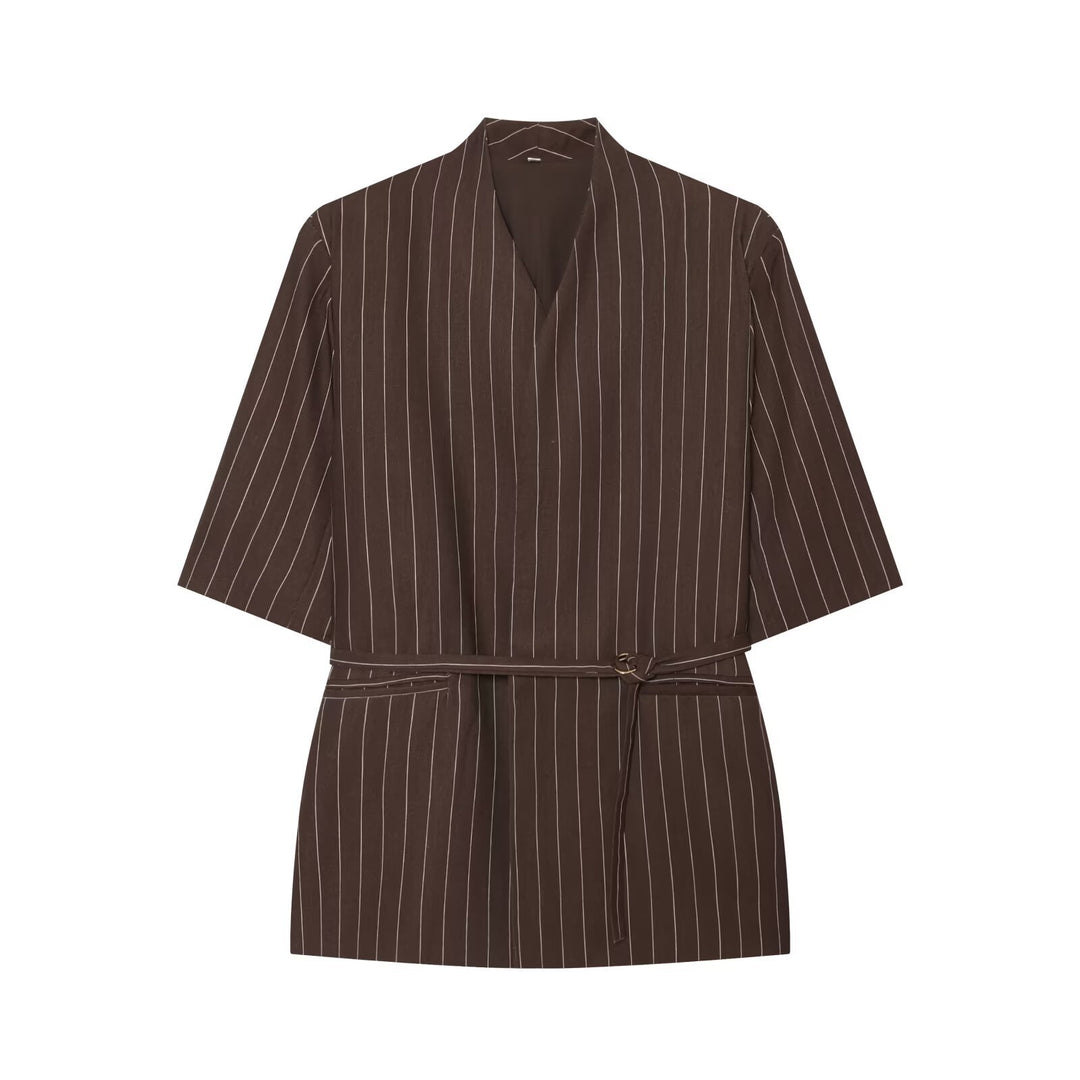 Damen Kimono-Minikleid mit Wickelgürtel und V-Ausschnitt Echo Archiv
