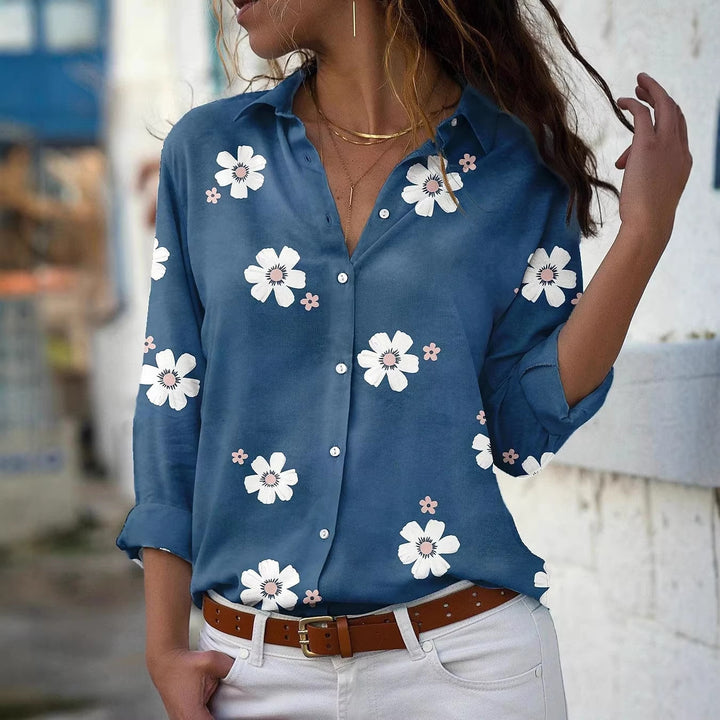 Damen Bluse mit Blumenmuster, Hemdkragen und lockerer Passform Echoarchiv