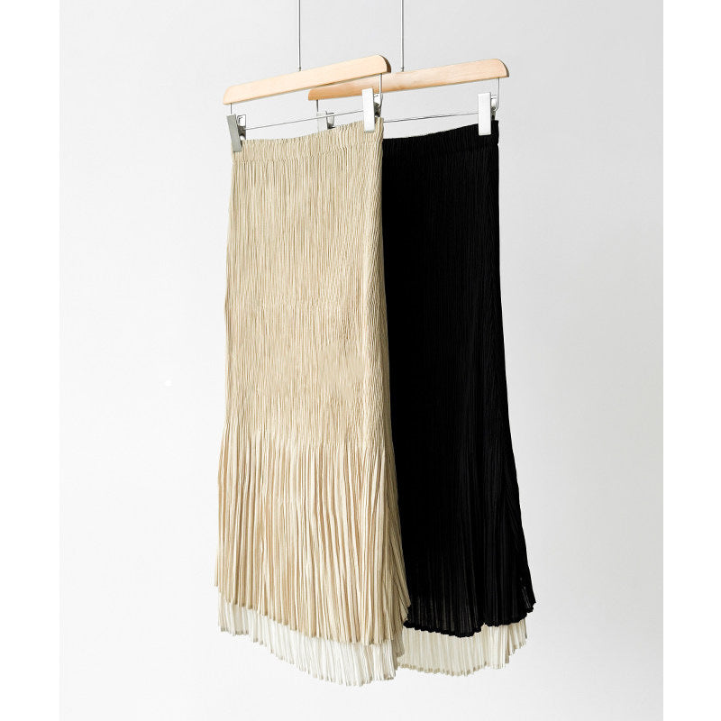 Damen Eleganter Plissierter Rock mit asymmetrischem Saum Echoarchiv