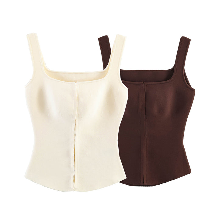 Damen tailliertes Camisole-Top mit quadratischem Ausschnitt und elastischem Material Echo Archiv