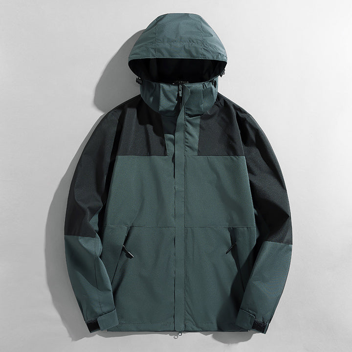 Herren leichte zweifarbige Softshell Outdoorjacke mit Kapuze, wind- und wasserabweisender Shell und Reißverschlusstaschen Echoarchiv