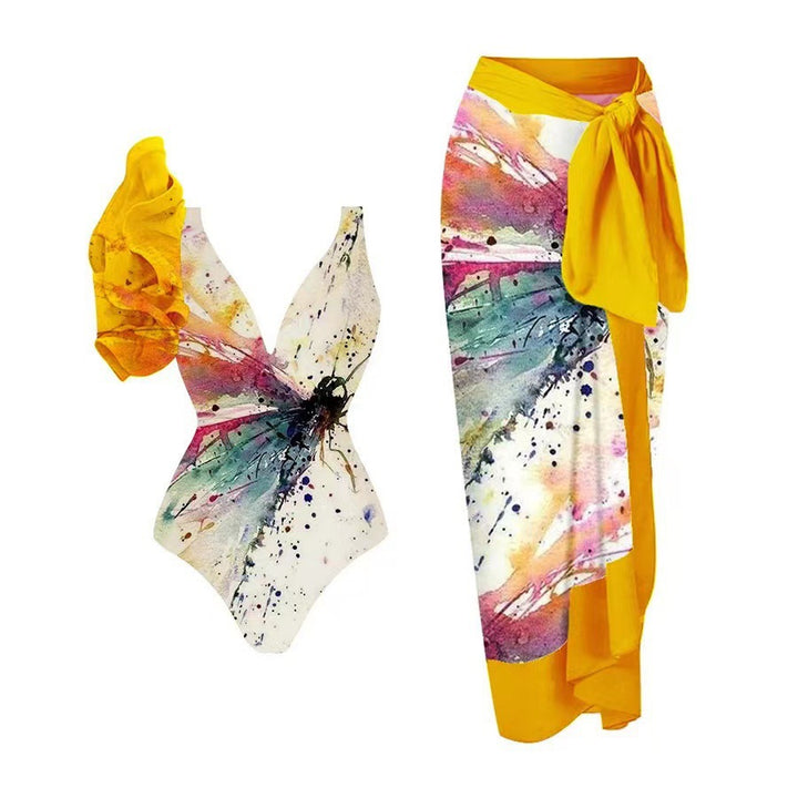 Damen Badeanzug-Set mit floralem Design und elegantem Wickelrock Echo Archiv