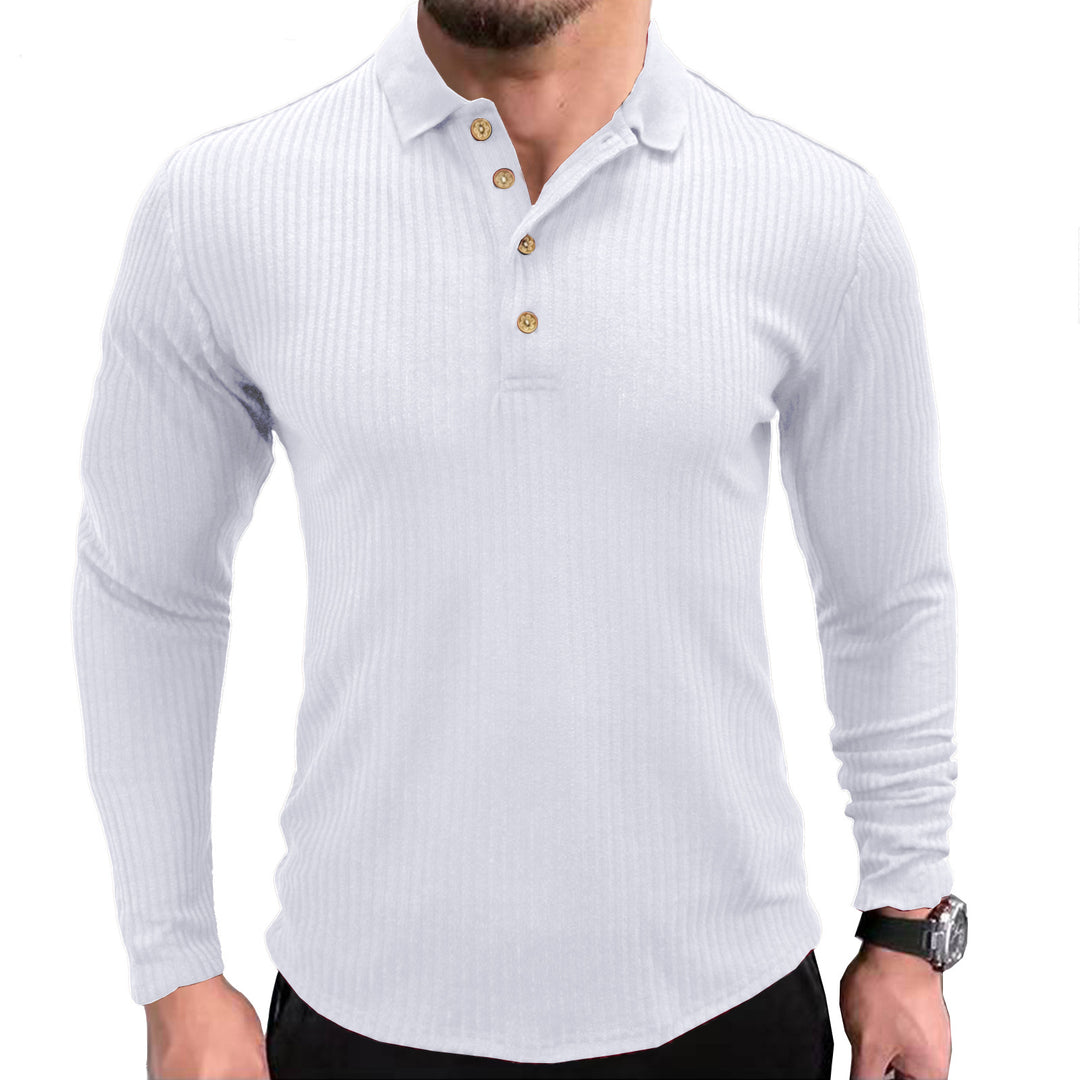 Herren Langarm Poloshirt mit strukturiertem Rippdesign Echoarchiv