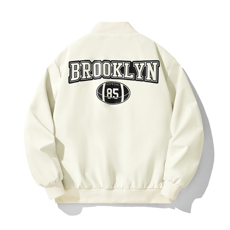 Herren Bomberjacke im College-Stil mit Script-Frontprint und Rippbündchen Echo Archiv
