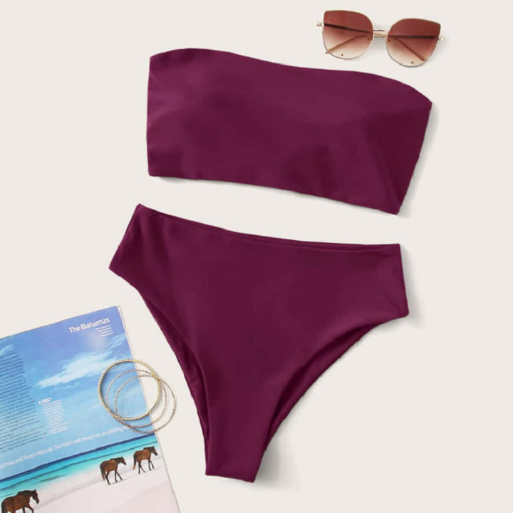 Damen Bandeau-Bikini-Set mit hohem Bund und raffiniertem Bindedetail Echo Archiv