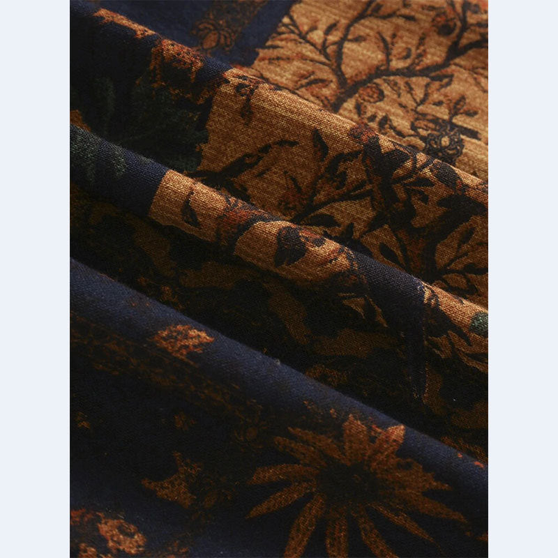 Herren Kurzarm Hemd mit floralem Design und strukturiertem Stoff Echoarchiv
