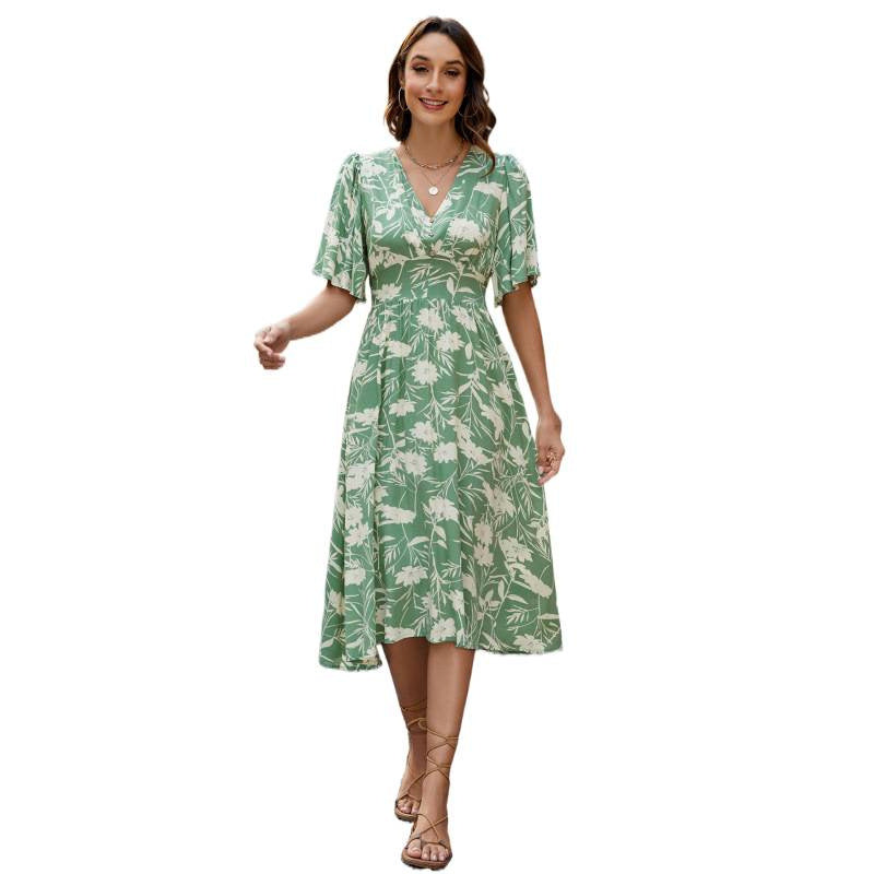 Damen Sommerliches Midikleid mit verspielten Rüschendetails und V-Ausschnitt Echo Archiv