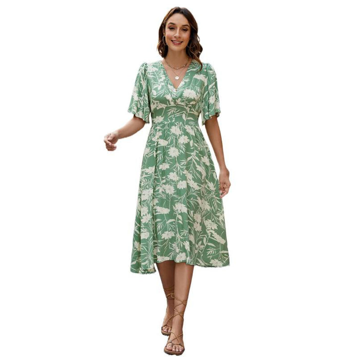 Damen Sommerliches Midikleid mit verspielten Rüschendetails und V-Ausschnitt Echo Archiv
