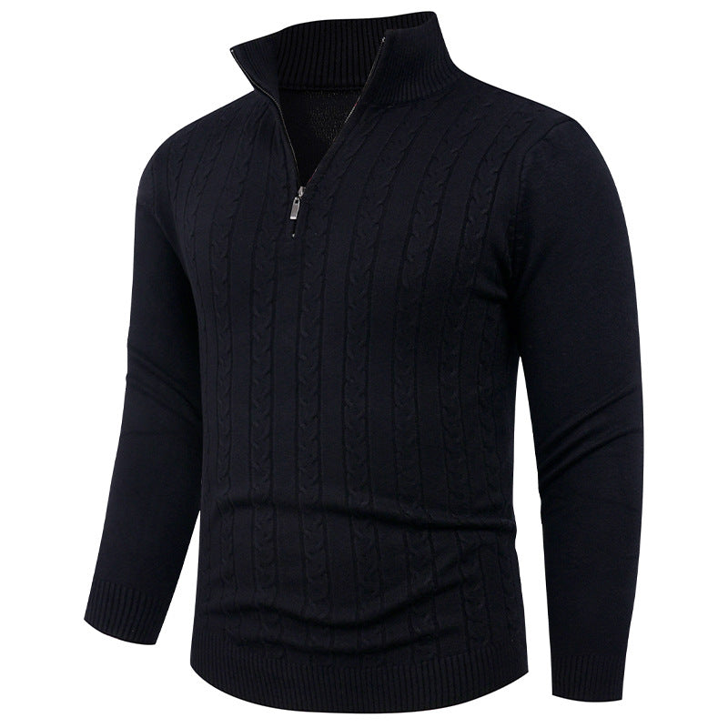 Herren Strukturierter Pullover mit ZIP-Kragen Echoarchiv