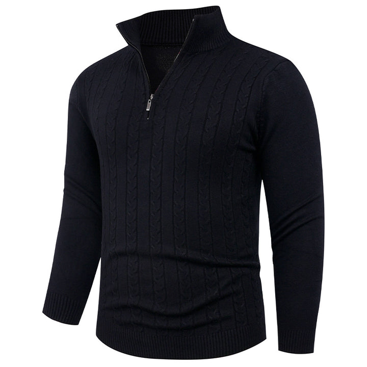 Herren Strukturierter Pullover mit ZIP-Kragen Echoarchiv