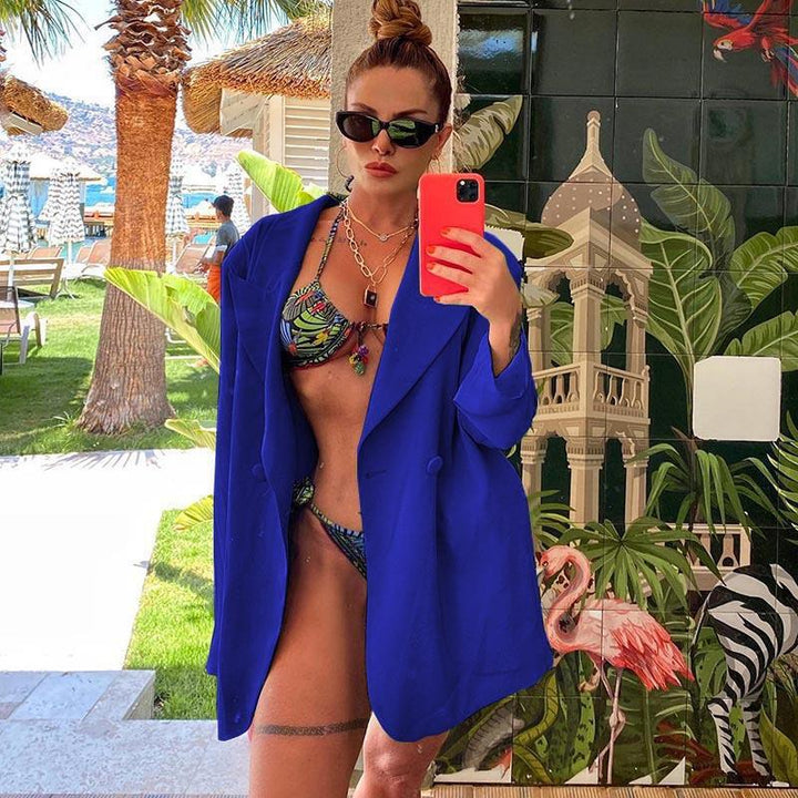 [Damen] Leichter Oversize-Strandblazer als lässiges Cover-Up mit fallendem Revers Echoarchiv