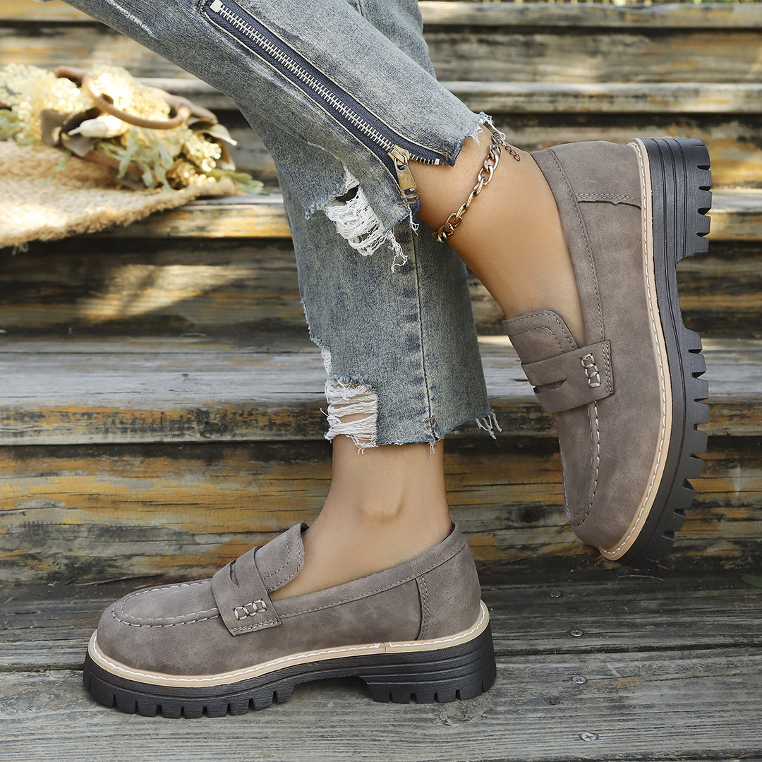 Damen Chunky-Lug-Loafer mit Penny-Riemen und profilierter Gummisohle Echo Archiv