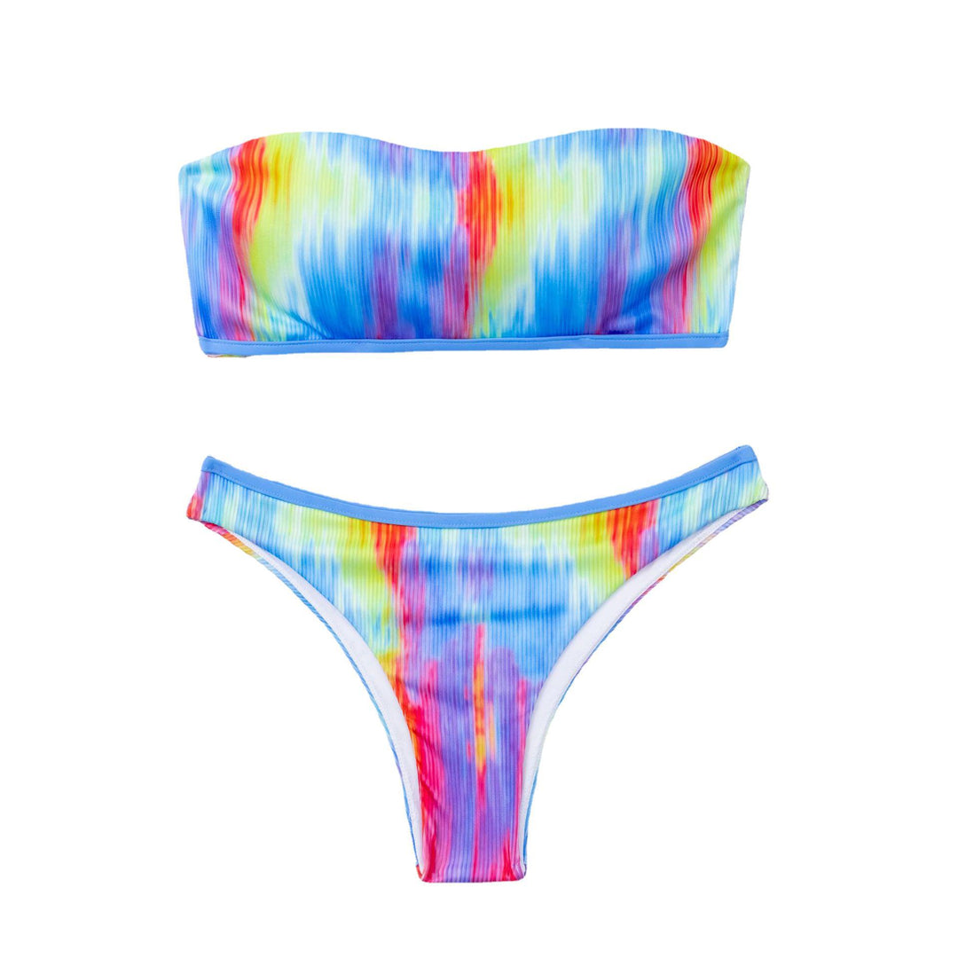 Damen Sportlicher Bikini mit buntem Wellenmuster Echo Archiv