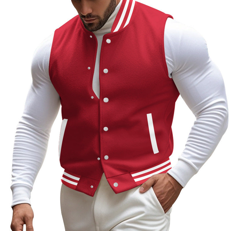 Herren sportliche Collegejacke mit Druckknöpfen und Streifen Echoarchiv