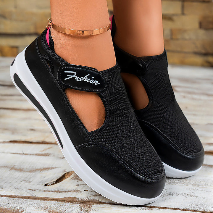 Damen nan ergonomischer Mary-Jane Schlupfsneaker aus 3D-Strick mit Klettverschluss und stoßdämpfender Plateau-Laufsohle Echo Archiv