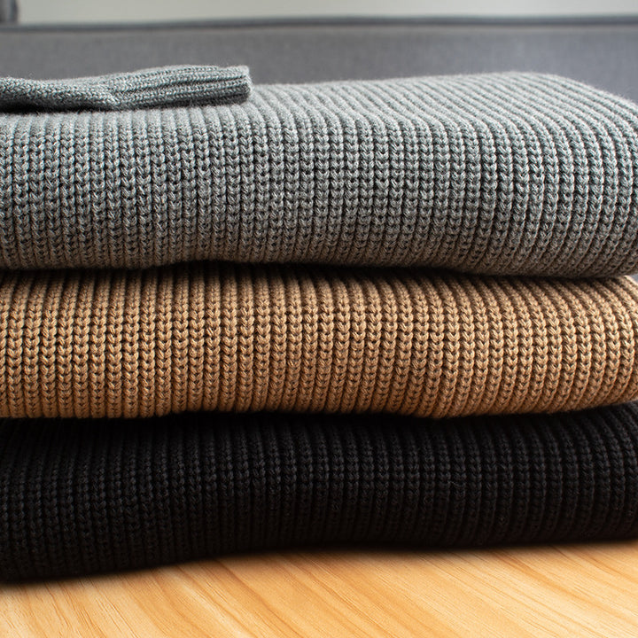 Herren Grobgerippter Kapuzenpullover mit glatten Ärmeln und geripptem Saum Echoarchiv