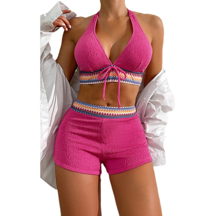 Damen Sportliches Bikini-Set mit Hohem Schnitt und Raffungen Echo Archiv