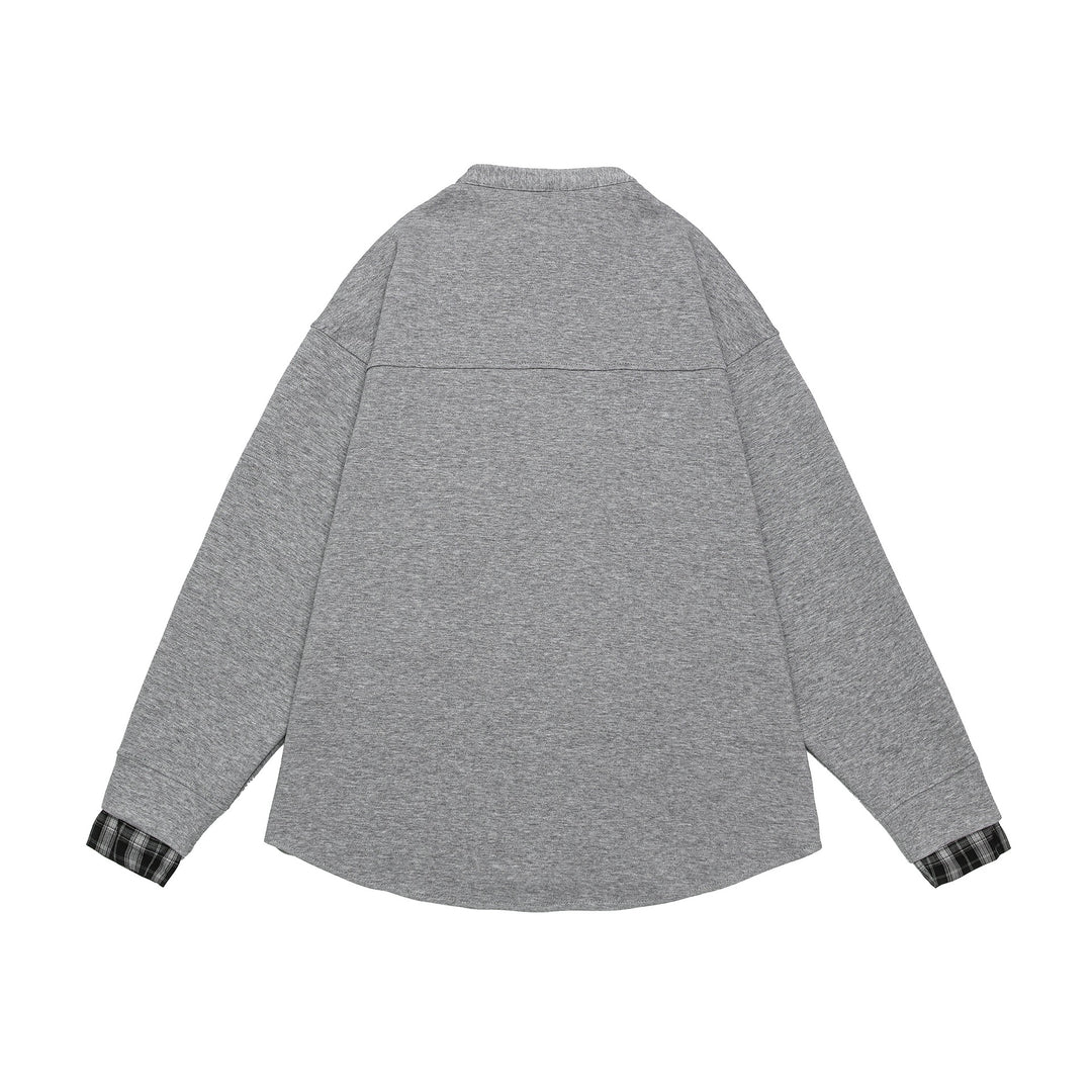Unisex Oversize-Sweatjacke im Hemdjacken-Look mit Stehkragen Echoarchiv