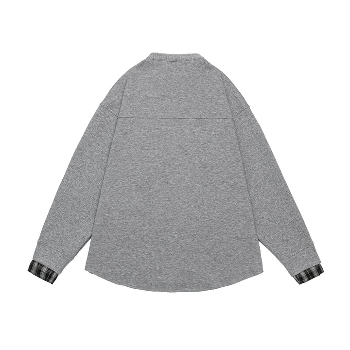 Unisex Oversize-Sweatjacke im Hemdjacken-Look mit Stehkragen Echoarchiv