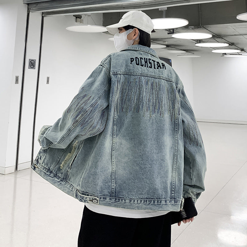 Herren Modische Denimjacke mit kreativen Akzenten Echoarchiv