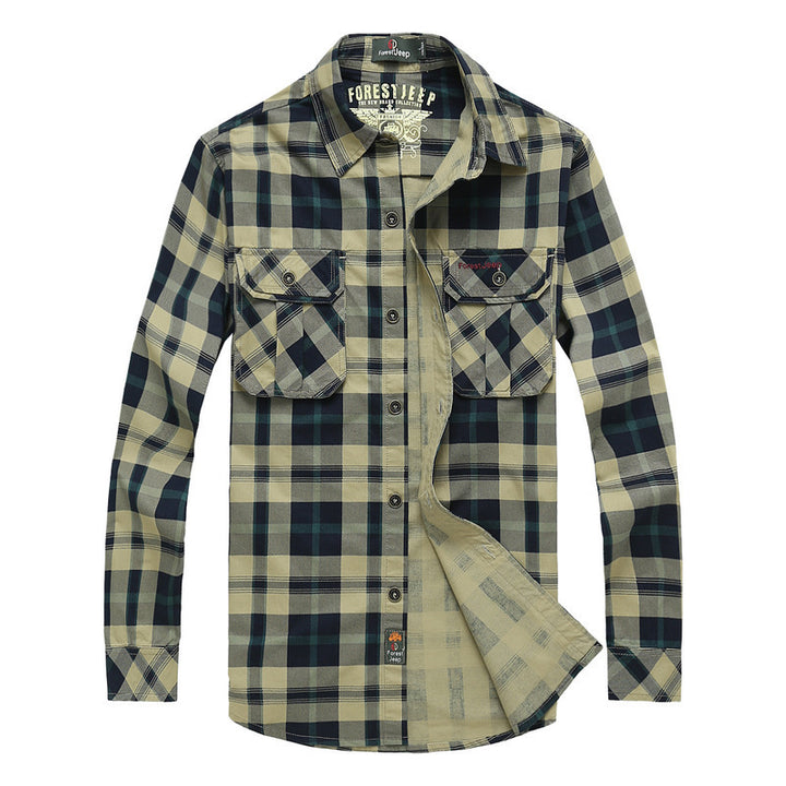 Herren Kariertes Overshirt im Workwear Stil mit aufgesetzten Brusttaschen – Taviero