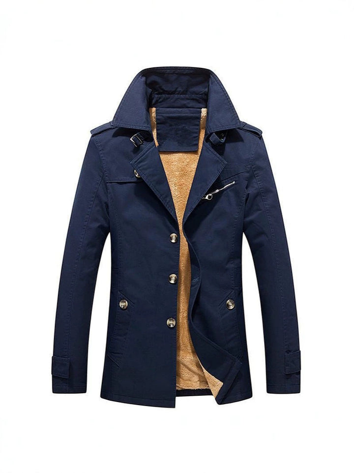 Herren Winterparka Manteljacke mit Teddyfutter, Stehkragen und Reißverschluss-Details Echoarchiv