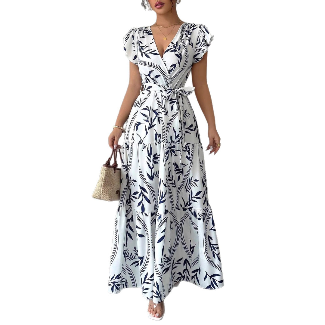 Damen Maxikleid im boho-inspirierten Design mit floralen Elementen und taillierbarem Gürtel Echo Archiv