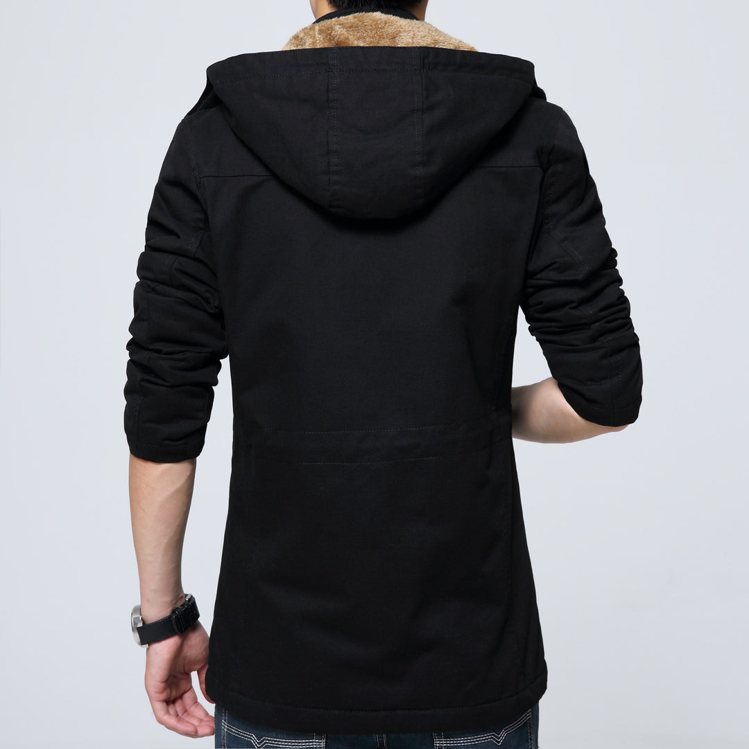 Herren Kapuzenparka mit Teddyfutter, Utility-Taschen und Kordzug Echoarchiv