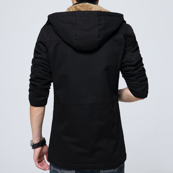 Herren Kapuzenparka mit Teddyfutter, Utility-Taschen und Kordzug Echoarchiv