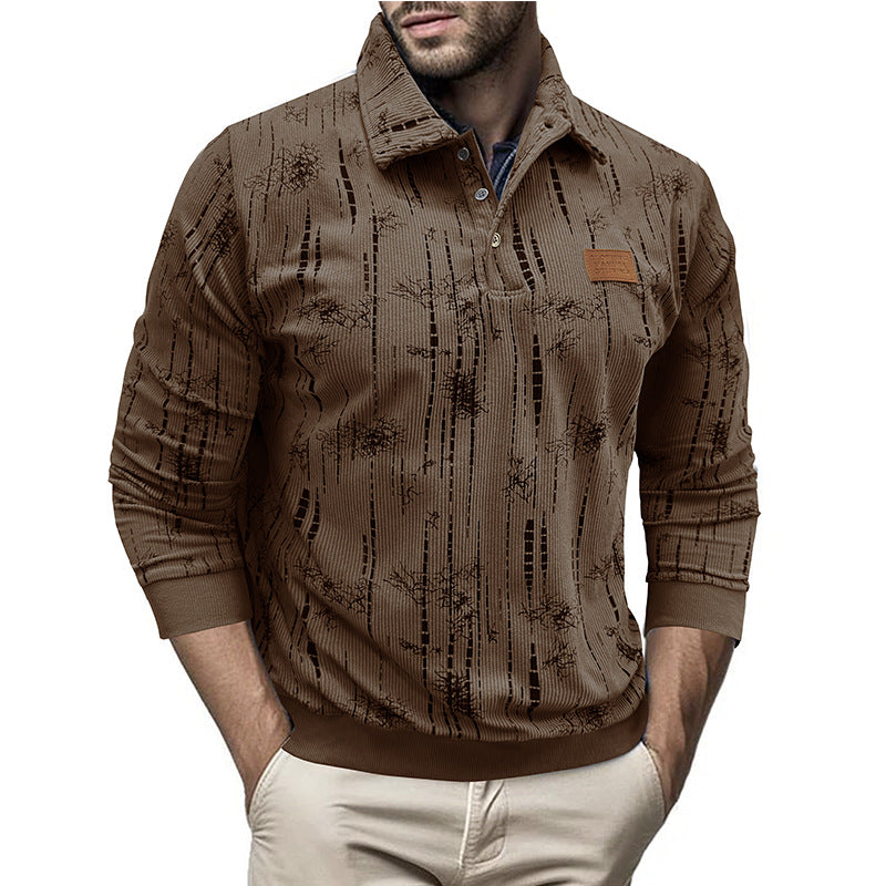 Herren modischer Pullover im strukturierten Design mit Kragen und Knopfleiste Echoarchiv