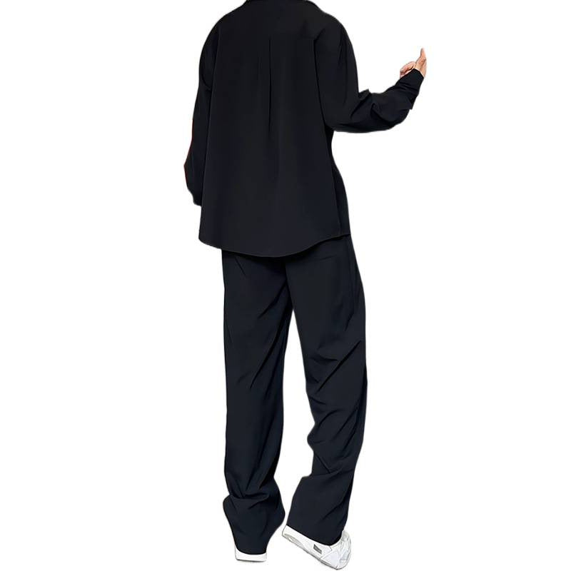 Herren nan locker geschnittenes zweiteiliges Freizeitset mit tiefem V-Ausschnitt Overshirt und weitem Bundfaltenhose Echo Archiv