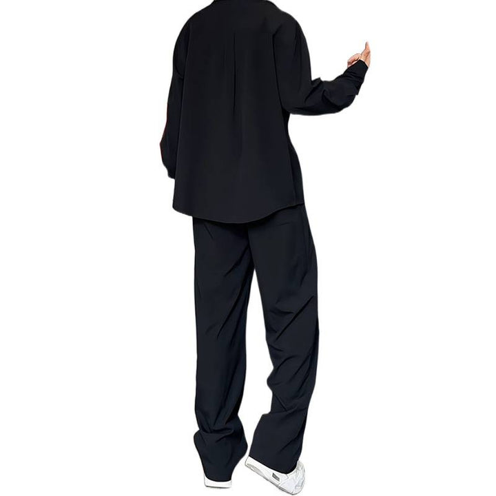 Herren nan locker geschnittenes zweiteiliges Freizeitset mit tiefem V-Ausschnitt Overshirt und weitem Bundfaltenhose Echo Archiv