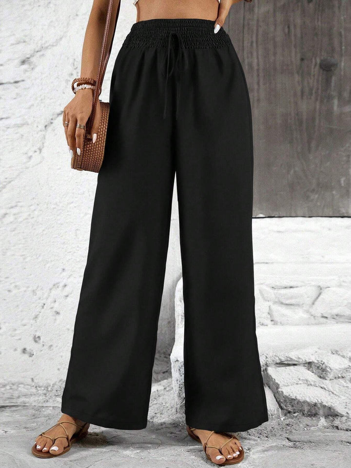 Damen weit geschnittene Sommerhose mit elastischem Bund und Kordelzug Echo Archiv
