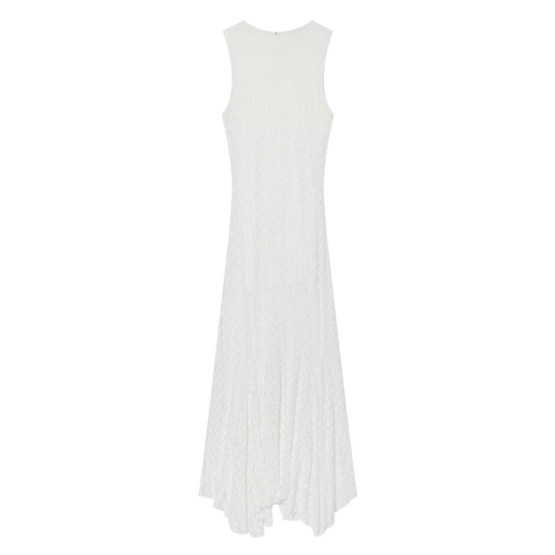 Damen elegantes Langarmkleid mit asymmetrischem Saum und feinen Texturen Echo Archiv