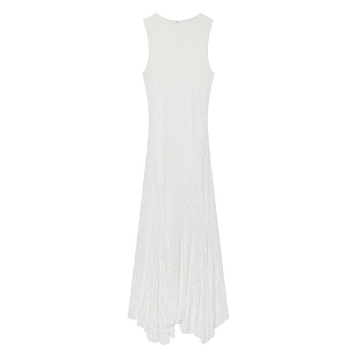 Damen elegantes Langarmkleid mit asymmetrischem Saum und feinen Texturen Echo Archiv