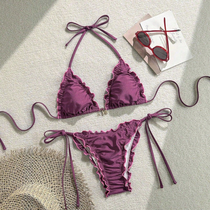 Damen Triangel-Bikini mit Rüschendesign und verstellbaren Trägern Echo Archiv