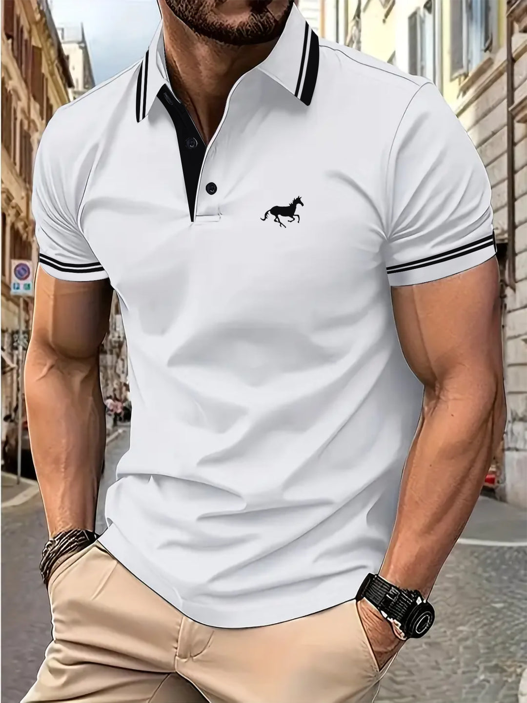 Herren Poloshirt mit modernem Kontrastkragen Echoarchiv