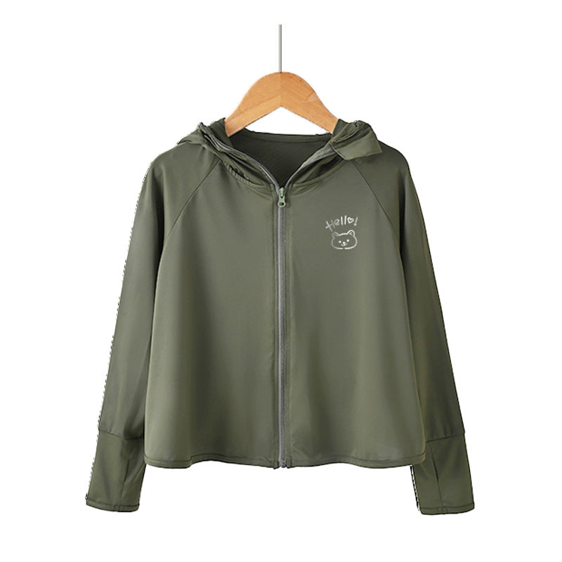 Damen leichte Sportjacke mit Kapuze und dezentem Motiv Echo Archiv